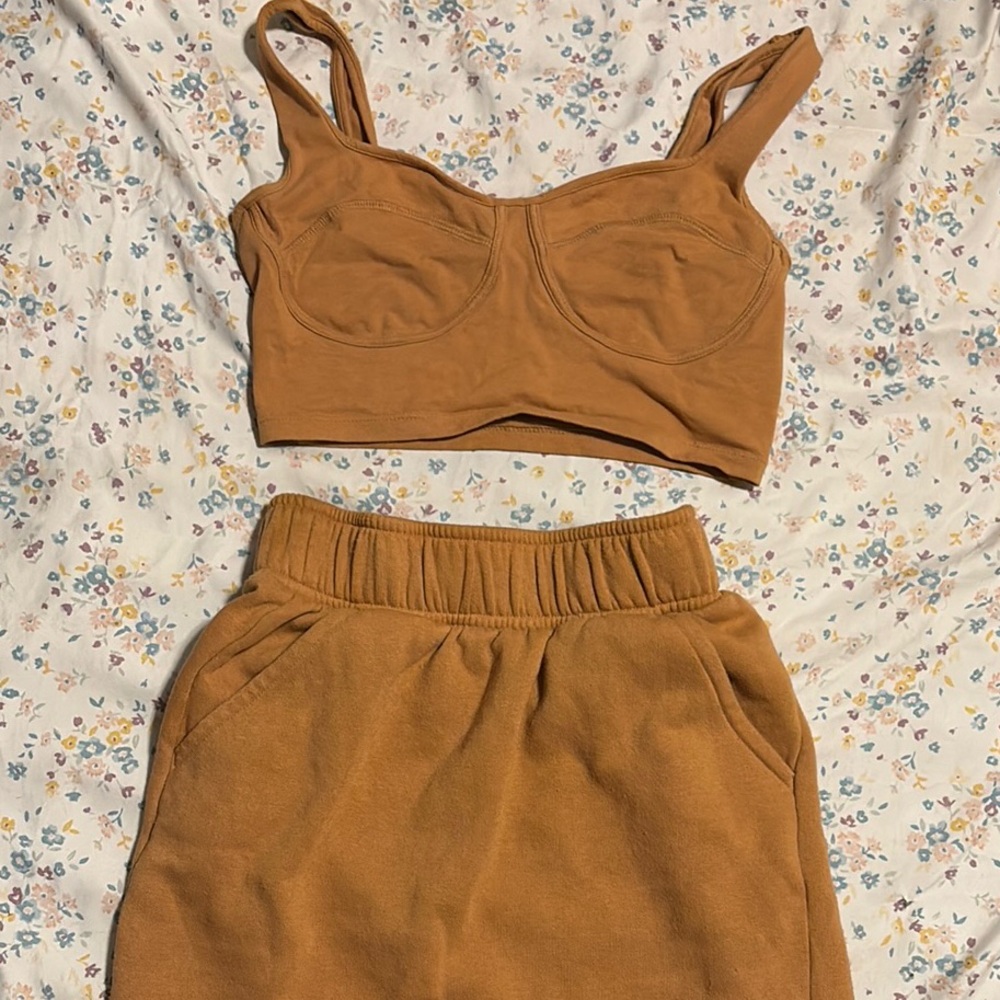 Wild Fable Tan Crop Top and Skirt Set
